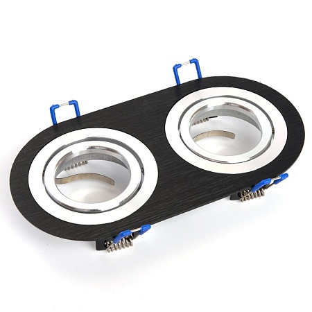 Светильник потолочный встраиваемый, DL2812 MR16 50W G5.3 "овал", черный-хром - фото