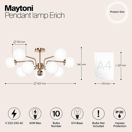 Подвесной светильник Maytoni MOD221PL-10G - фото