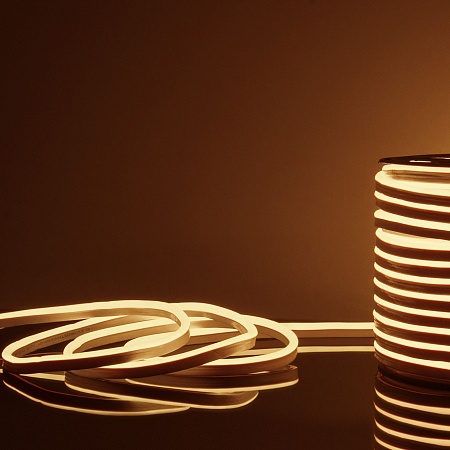 Светодиодный гибкий неон 220 В 9.6 Вт/м 120 Led/м 2835 IP67, односторонний теплый белый 3300 K, 50 м Гибкий неон 220V 9,6W 120Led 2835 IP67 односторонний теплый белый, 50 м Elektrostandard - фото