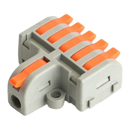 Клемма супер-компактная разветвительная 1 вход, 4 выхода, наборная STEKKER,LD220-104 - фото