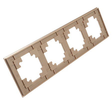 Рамка 4-местная, металл, STEKKER, MFR00-7004-02, серия Катрин, шампань - фото