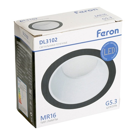 Светильник встраиваемый Feron DL3102 потолочный MR16 G5.3  черный + белый - фото