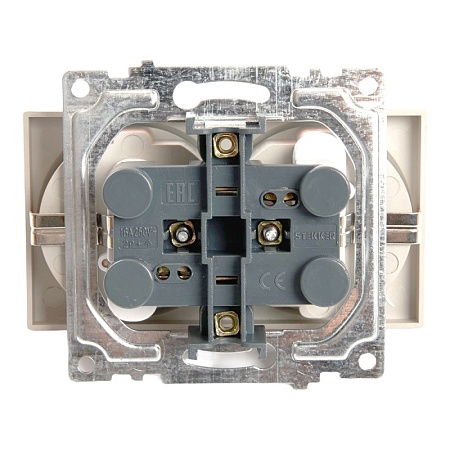 Розетка 2-местная с/з (механизм), STEKKER GLS16-7114-02, 250В, 16А с защитной шторкой, серия Катрин, шампань - фото