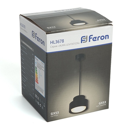 Светильник потолочный Feron HL3678 Barrel AURA levitation 12W, 230V, GX53, чёрный, на подвесе 1,7 м - фото