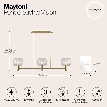 Подвесной светильник Maytoni Vision MOD411PL-03G - фото