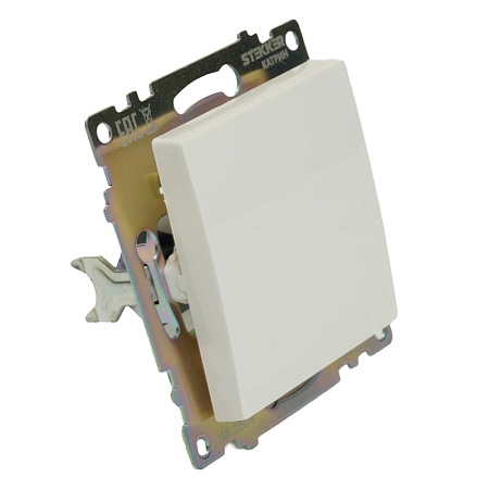 Переключатель перекрестный 1-клавишный (механизм), STEKKER GLS10-7110-01, 250V, 10А, серия Катрин, белый - фото