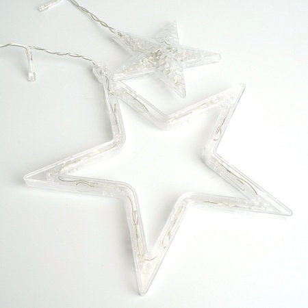 Светодиодная гирлянда Feron CL29 бахрома Звезды  3м  + 3м 230V 2700K, статичная, c питанием от сети, прозрачный шнур - фото