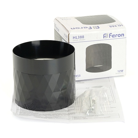 Светильник потолочный Feron HL388 Barrel PRISM GX53 12W 230V, черный - фото