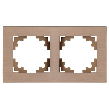 Рамка 2-местная, металл, STEKKER, MFR00-7002-02 , серия Катрин, шампань - фото