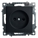 Розетка 1-местная б/з (механизм), STEKKER GLS10-7109-05, 250V, 10А с защитной шторкой, серия Катрин, черный - фото