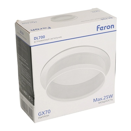 Светильник встраиваемый Feron DL700  потолочный GX70 белый круг - фото