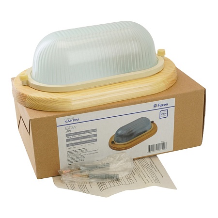 Светильник накладной IP54, 220V 60Вт Е27, дерево, клен, овал НБО 04-60-011 - фото