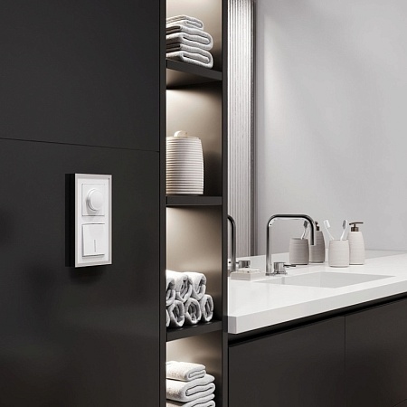 Выключатель одноклавишный проходной с подсветкой (белый матовый) W1112161 - фото