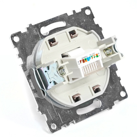 Розетка компьютерная 1-местная RJ-45 (механизм), STEKKER GLS00-7107-04, серия Катрин, шоколад - фото