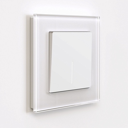 Выключатель одноклавишный с подсветкой белый матовый W1110161 - фото