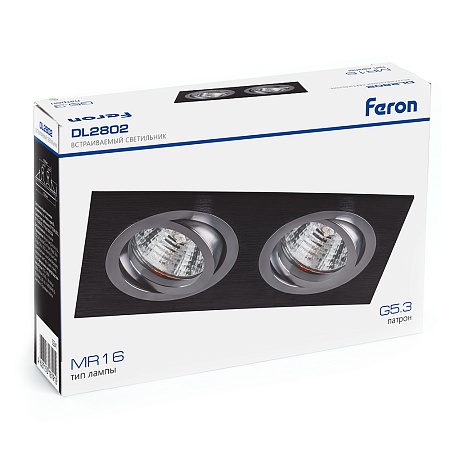 Светильник встраиваемый Feron DL2802 потолочный MR16 G5.3 черный-хром - фото
