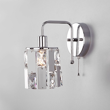 Настенный светильник Eurosvet 10101/1 хром/прозрачный хрусталь Strotskis - фото