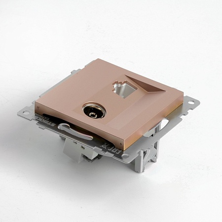 Розетка телевизионная 1-местная (механизм), STEKKER GLS00-7106-02, 75 Ом, 5-862МГц, серия Катрин, шампань - фото