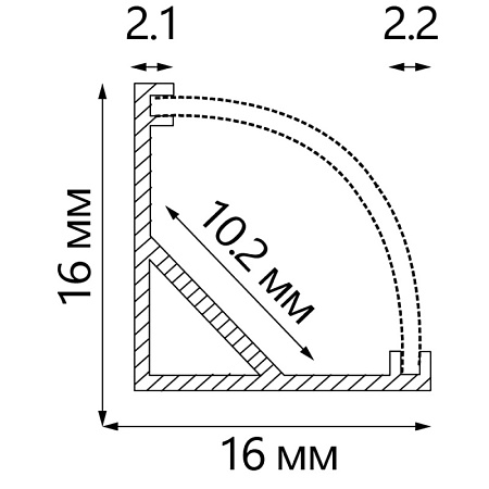 Профиль алюминиевый угловой круглый, серебро, CAB280 - фото