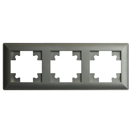 Рамка STEKKER, PFR00-7003-06 3-местная, пластик, серия Катрин, графит - фото