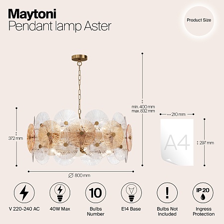 Подвесной светильник Maytoni Aster MOD007PL-10G - фото