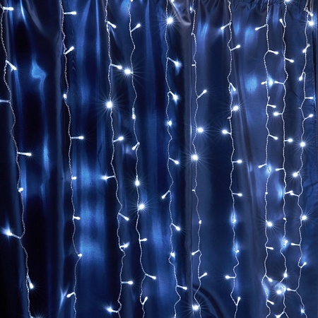 Светодиодная гирлянда Feron CL20 занавес 2*2м  + 3м 5000К, c питанием от сети 230V, с эффектом стробов, белый шнур - фото