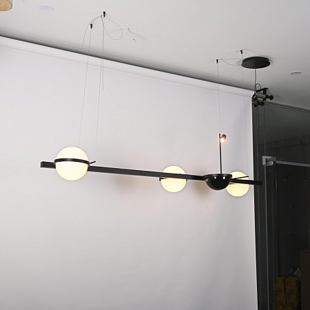 Реечный Подвесной Светильник Palma Wall Lamp 3 Шара + 1 Вазон Горизонтальная Imperiumloft 204173-22 - фото
