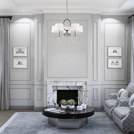 Подвесной светильник Eurosvet 10127/5 хром/прозрачный хрусталь Strotskis Smart (10093/5) - фото