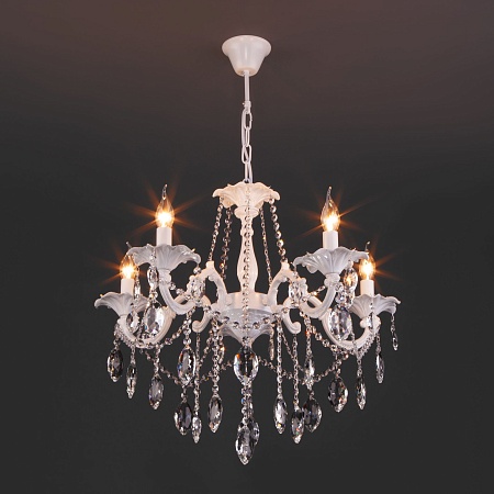 Подвесной светильник Eurosvet 10108/5 белый/прозрачный хрусталь Strotskis - фото