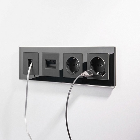 Розетка Ethernet RJ-45 черный матовый W1181008 - фото