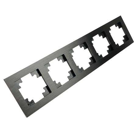 Рамка 5-местная, металл, STEKKER, MFR00-7005-05, серия Катрин, черный - фото