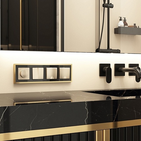 Рамка на 4 поста Baguette (черный/латунь) W0042852 - фото