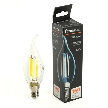 Лампа светодиодная Feron.PRO LB-1216 Свеча на ветру E14 6W 175-265V 6400K - фото