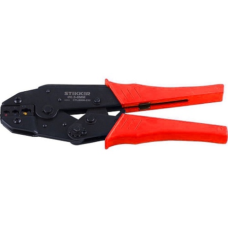 Кримпер STEKKER CTLS006-230 для обжима гильз и наконечников 0,5-6мм2, красный - фото