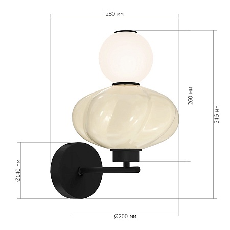 Светильник настенный ST-Luce черный/желтый, опаловый LED 1*8W 3000K SL6134.411.01 - фото