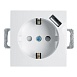 Розетка 1-местная с/з (механизм), STEKKER, PST16-9111-01, 250В, 16А с защ. шторкой и с USB, серия Эрна, белый - фото