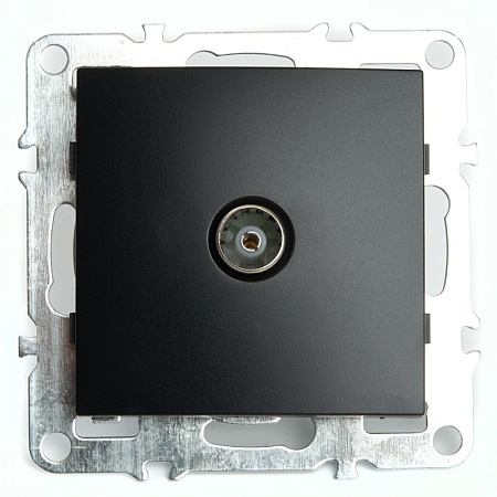 Розетка телевизионная 1-местная (механизм), STEKKER, PST00-9108-03, 75 Ом, 5-862МГц, серия Эрна, черный - фото