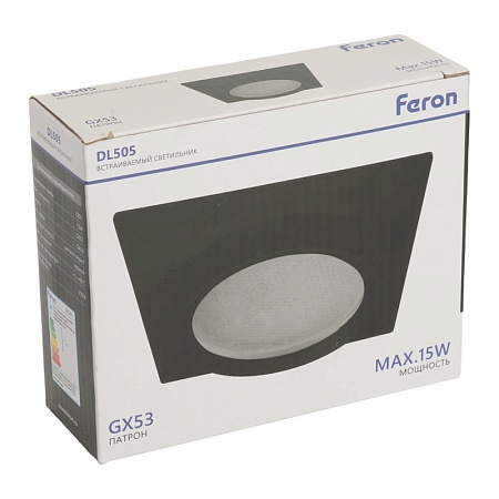 Светильник встраиваемый Feron DL505 потолочный GX53 черный квадрат IP44 - фото