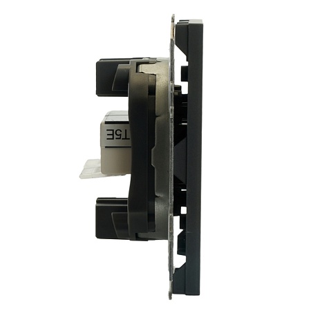 Розетка компьютерная 2-местная RJ-45 (механизм), STEKKER, серия Эмили, RST00-5111-05, черный уголь, soft touch - фото