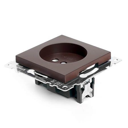 Розетка 1-местная б/з (механизм), STEKKER GLS10-7109-04, 250V, 10А с защитной шторкой, серия Катрин, шоколад - фото