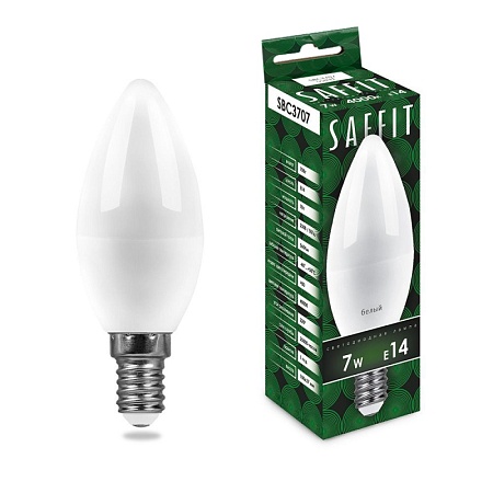 Лампа светодиодная SAFFIT SBC3707 Свеча E14 7W 230V 6400K - фото
