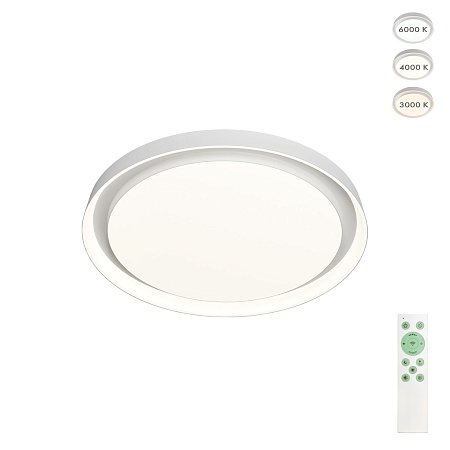 DK6515-WH Накладной светильник, LED, 40W, IP 20, 3000K - 6500K, белый, металл, полимер - фото