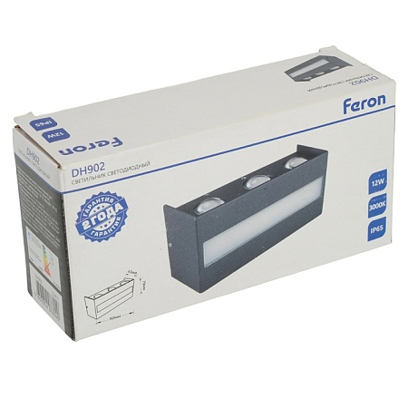 Светильник уличный светодиодный Feron DH902, 12W, 950Lm, 3000K, черный - фото