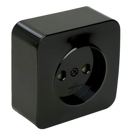 Розетка 1-местная б/з открытой установки, STEKKER, 250В, 10А, IP20, серия София, черный, MST10-11-02 - фото