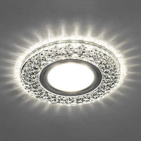 Светильник встраиваемый с LED подсветкой Feron CD945 потолочный MR16 G5.3 прозрачный, хром - фото