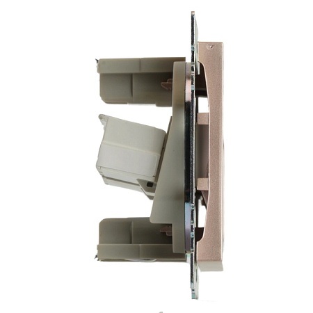 Розетка компьютерная 2-местная RJ-45 (механизм) STEKKER GLS00-7109-02, серия Катрин, шампань - фото