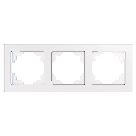 Рамка 3-местная, стекло, STEKKER, GFR00-7003-01, серия Катрин, белый - фото