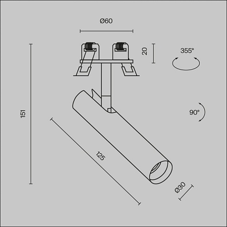 Встраиваемый светильник Technical Focus T C141RS-L125-6W4K-W - фото