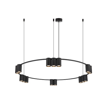 DK4067-BK Подвесной светильник ORBIT, IP20, 15xGU10 LED до 15 Вт, черный матовый, алюминий - фото