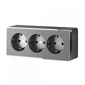 Розетка тройная с заземлением и шторками Gallant графит рифленый WL15-02-05